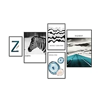 Soho Set of 5 Alloy Matt - Black Frame Wall Art