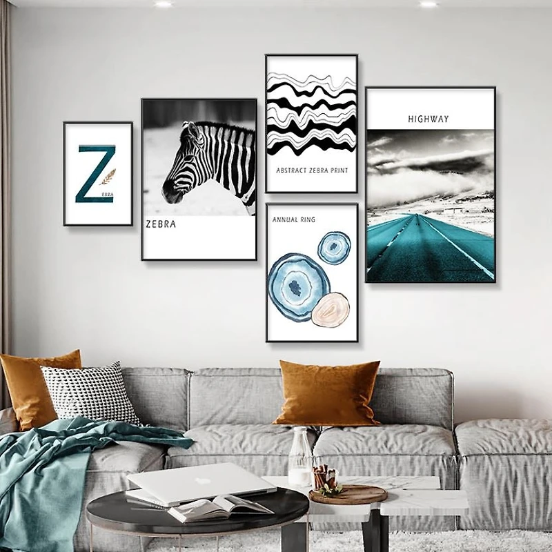 Soho Set of 5 Alloy Matt - Black Frame Wall Art