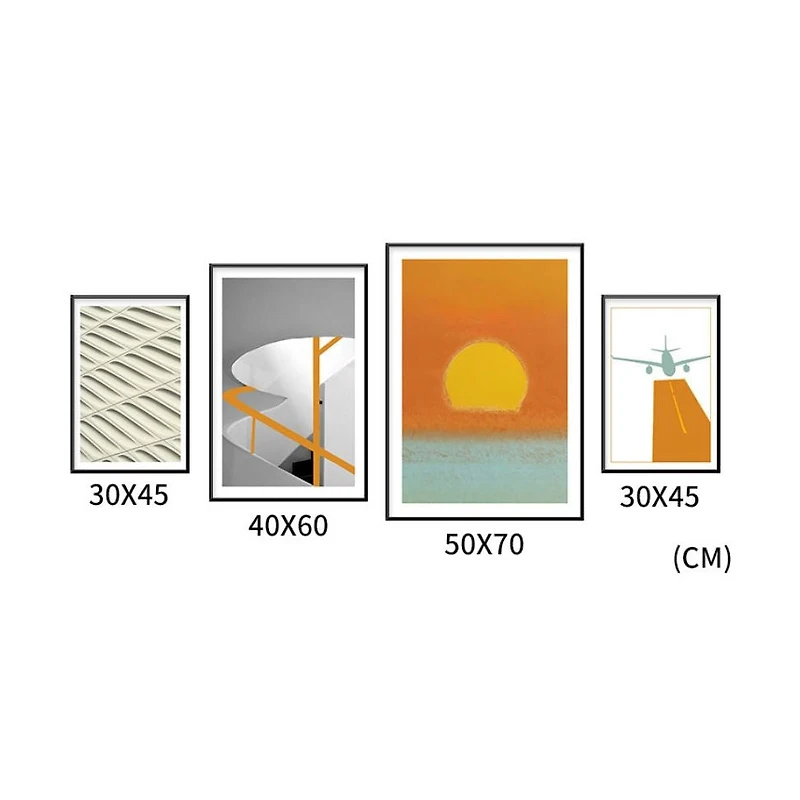 Sedona Set of 4 Alloy Matt - Black Frame Wall Art