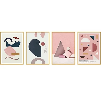 Justine Set of 4 Alloy Matt - Golden Frame Wall Art