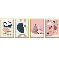 Justine Set of 4 Alloy Matt - Golden Frame Wall Art