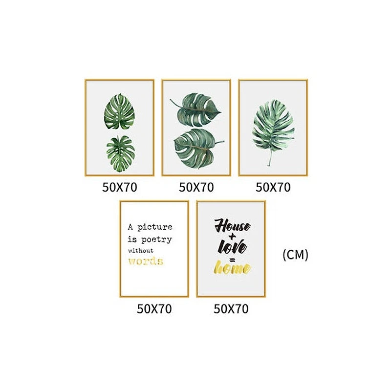 Forest Finds  Set of 5 Alloy Matt - Golden Frame Wall Art