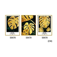 Palma Set of 3 Alloy Matt - Golden Frame Wall Art
