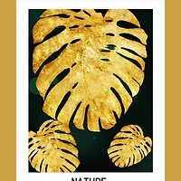 Palma Set of 3 Alloy Matt - Golden Frame Wall Art