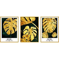 Palma Set of 3 Alloy Matt - Golden Frame Wall Art