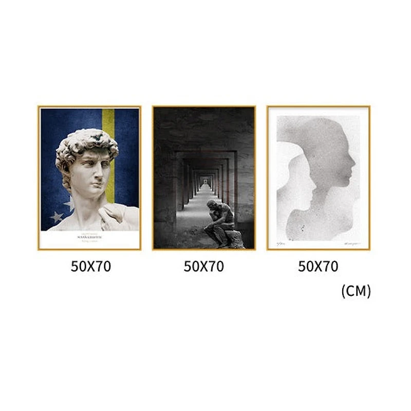 Noble Set of 3 Alloy Matt - Golden Frame Wall Art