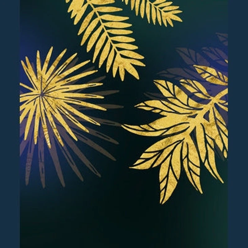 Golden Foliage  Set of 3 Alloy Matt - Golden Frame Wall Art