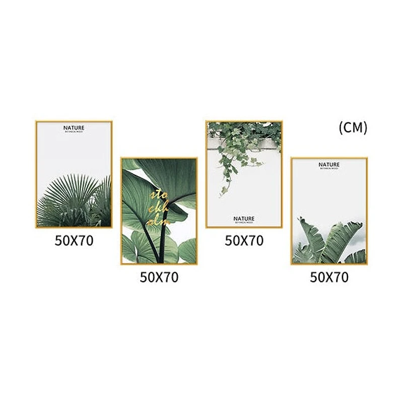Valley Set of 4 Alloy Matt - Golden Frame Wall Art