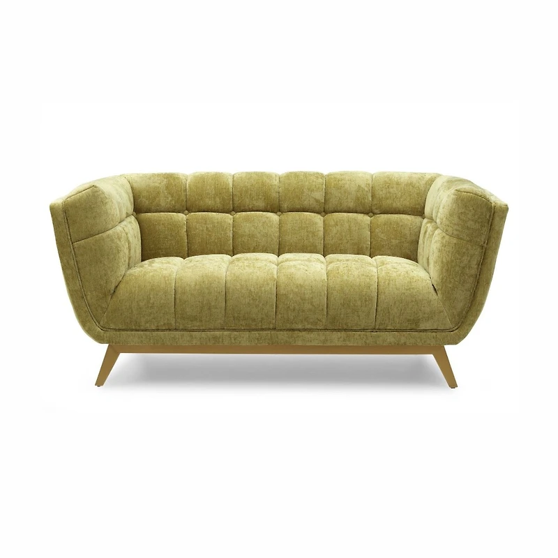 Yaletown Mid Century Loveseat - Lime Crushed Velvet Floor Model