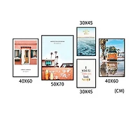 Holiday Set of 5 Alloy Matt - Black Frame Wall Art