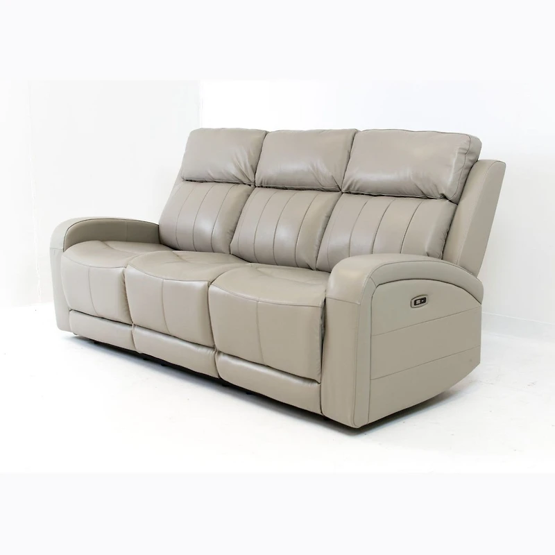 Carrara Genuine Leather  Power Reclining Sofa - Cloudy