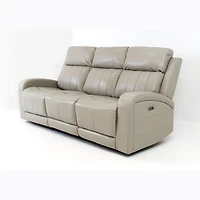 Carrara Genuine Leather  Power Reclining Sofa - Cloudy