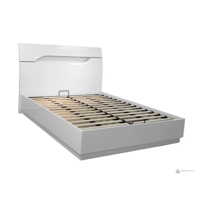 Zoe White Glossy King Storage Bed