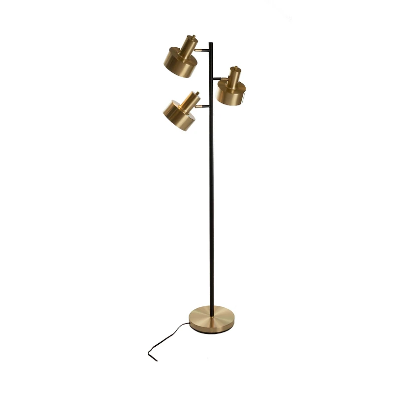 Arrigo 3 Light Black and Antique Brass Floor Lamp