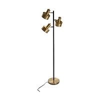 Arrigo 3 Light Black and Antique Brass Floor Lamp