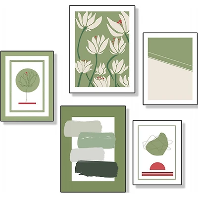 Bellisa II Set of 5 Alloy Matt - Black Frame Wall Art