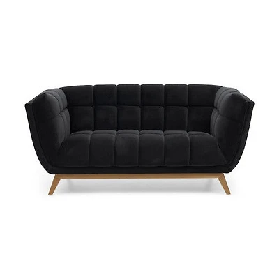 Yaletown Mid Century Accent Loveseat - Velvet Black
