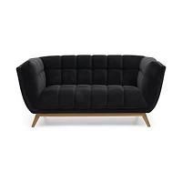 Yaletown Mid Century Accent Loveseat - Velvet Black