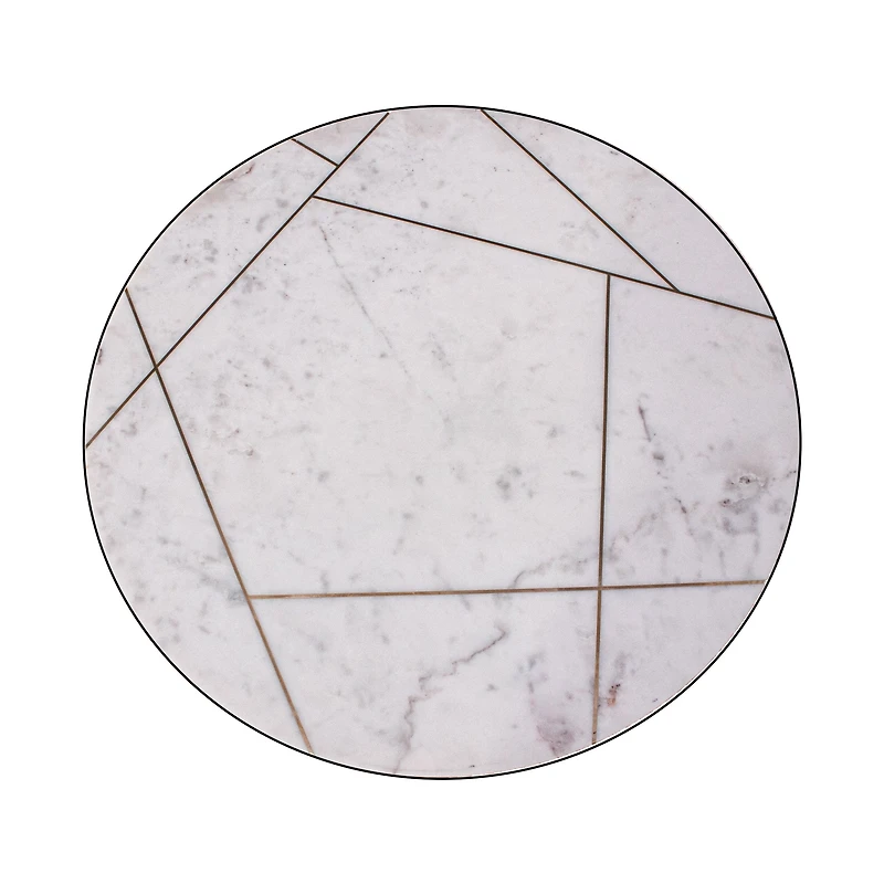 Katya Gold Round Marble Coffee Table Wire Metal Base
