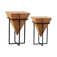 MOHAN INVERTED PYRAMID NATURAL SIDE TABLE