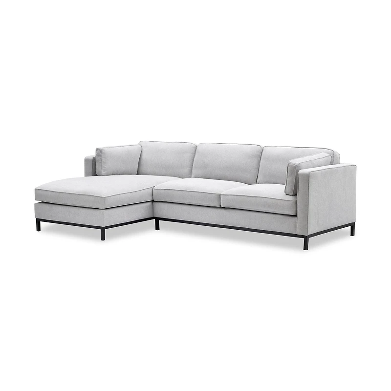 Fritzie Fabric Sectional Sofa Black Metal Legs Left Chaise - Grey