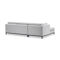 Fritzie Fabric Sectional Sofa Black Metal Legs Left Chaise - Grey