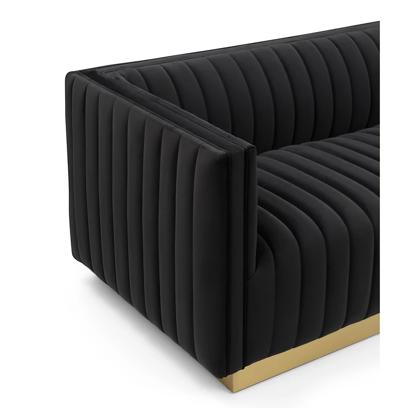 Elba Mid Century Sofa - Velvet Black
