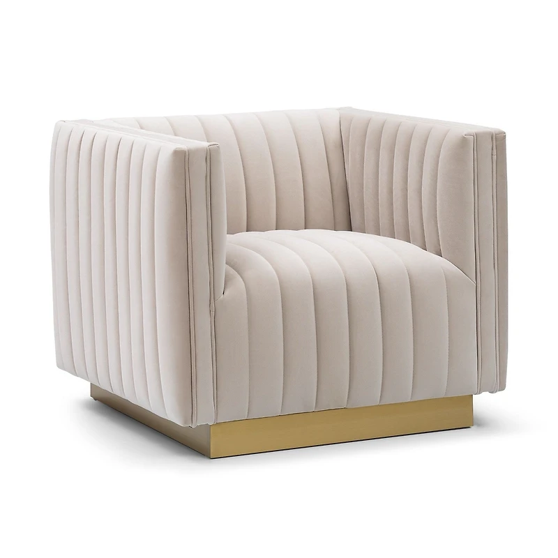 Elba Mid Century Chair - Velvet Buff Beige