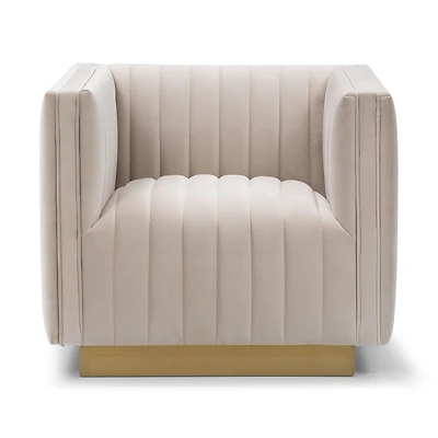 Elba Mid Century Chair - Velvet Buff Beige