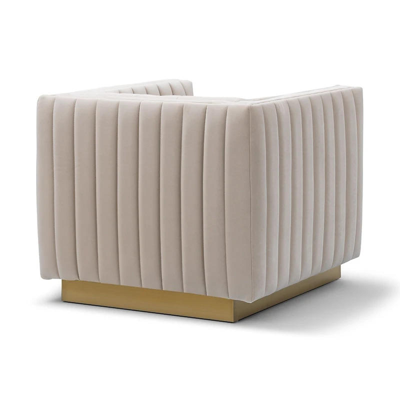 Elba Mid Century Chair - Velvet Buff Beige