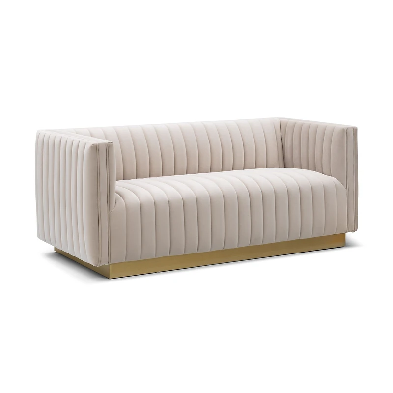 Elba Mid Century Loveseat - Velvet Buff Beige