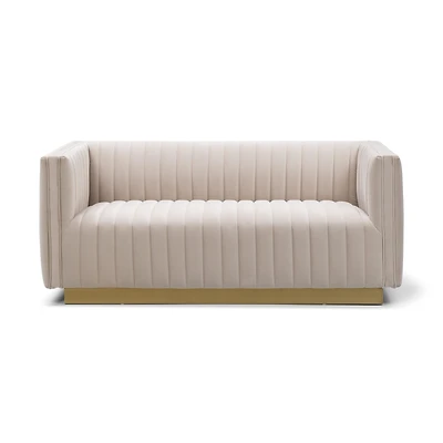 Elba Mid Century Loveseat - Velvet Buff Beige