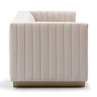 Elba Mid Century Sofa - Velvet Buff Beige