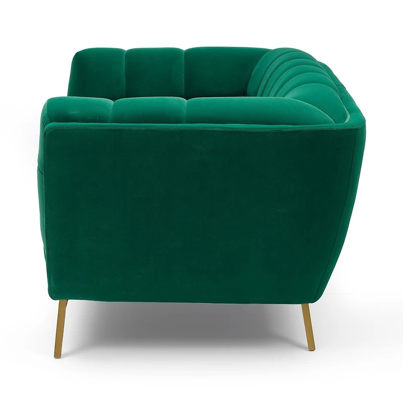 Yaletown Mid Century Tufted Velvet Sofa - Emerald #23