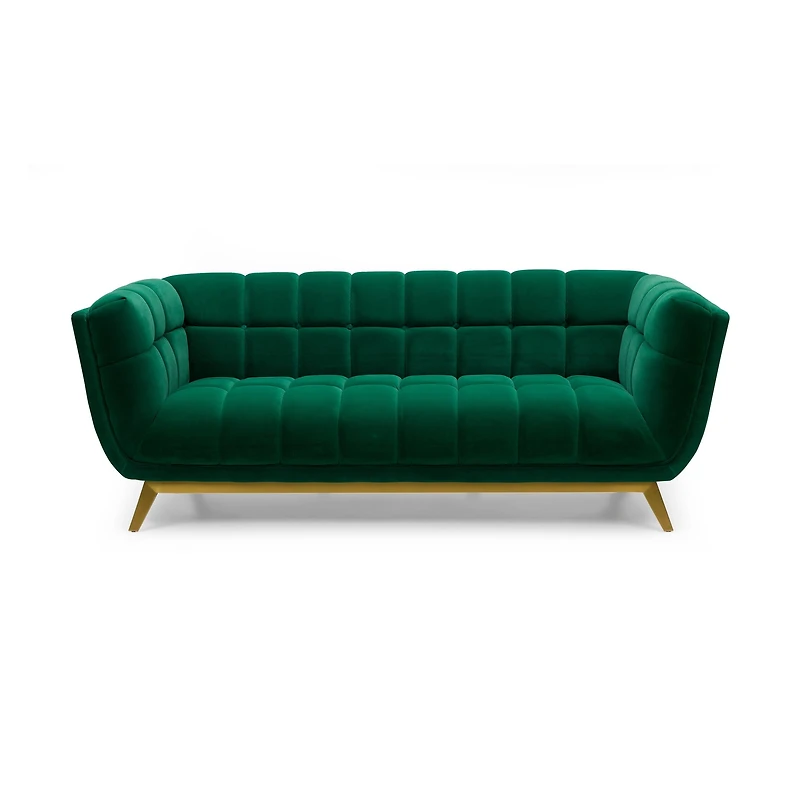Yaletown Mid Century Tufted Velvet Sofa - Emerald #23