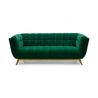 Yaletown Mid Century Tufted Velvet Sofa - Emerald #23