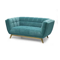 Yaletown Mid Century Tufted Velvet Loveseat - Velvet Teal #19