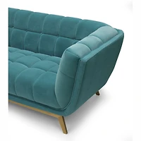 Yaletown Mid Century Tufted Velvet Loveseat - Velvet Teal #19