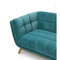 Yaletown Mid Century Tufted Velvet Loveseat - Velvet Teal #19