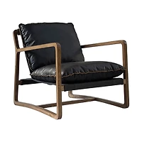 Graven Club Chair Black Leather Cushions with Black Leather Frame