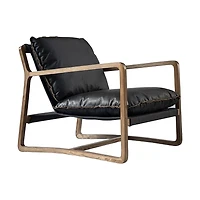 Graven Club Chair Black Leather Cushions with Black Leather Frame