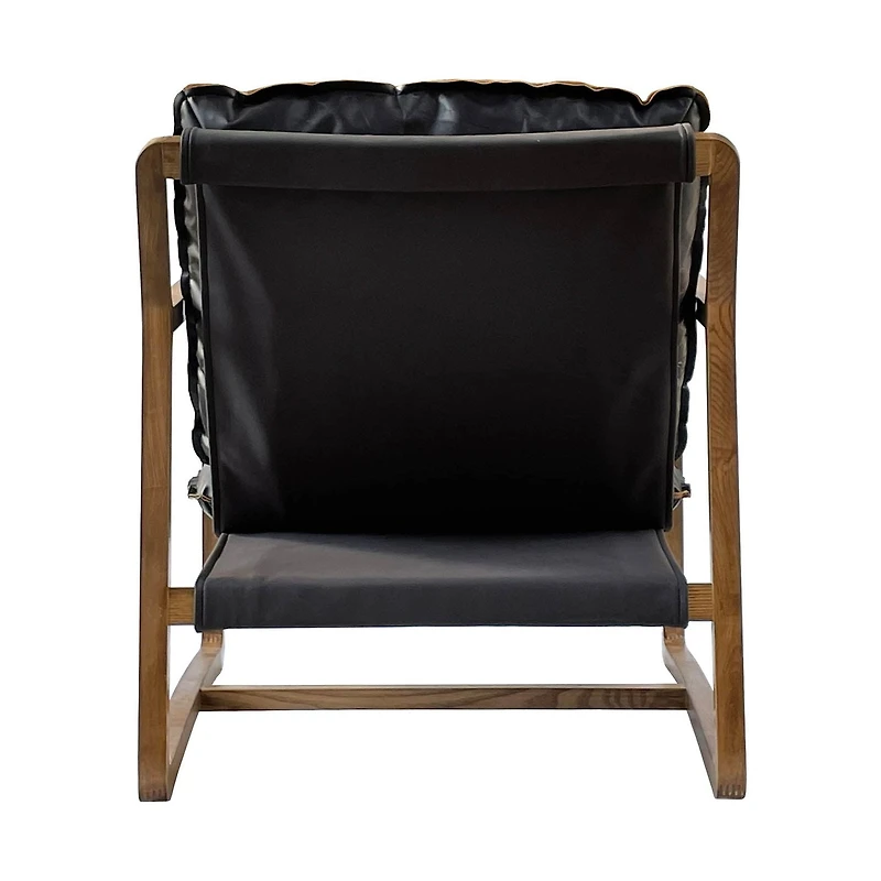 Graven Club Chair Black Leather Cushions with Black Leather Frame