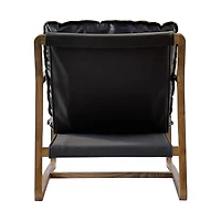 Graven Club Chair Black Leather Cushions with Black Leather Frame
