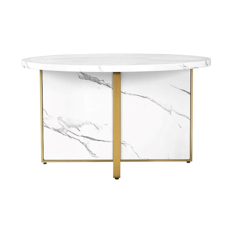 MORENO FAUX MARBLE ROUND COFFEE TABLE - WHITE
