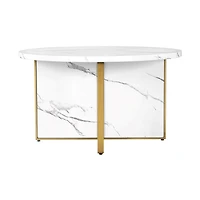 MORENO FAUX MARBLE ROUND COFFEE TABLE - WHITE