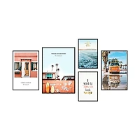 Holiday Set of 5 Alloy Matt - Black Frame Wall Art