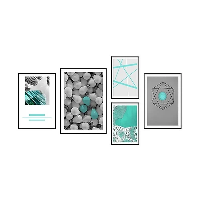 Tofino Set of 5 Alloy Matt - Black Frame Wall Art