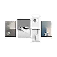 London Set of 5 Alloy Matt - Black Frame Wall Art