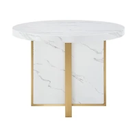MORENO 43" WIDE FAUX MARBLE ROUND DINING TABLE - WHITE