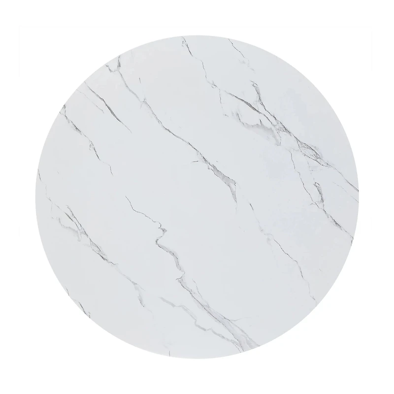 MORENO 43" WIDE FAUX MARBLE ROUND DINING TABLE - WHITE